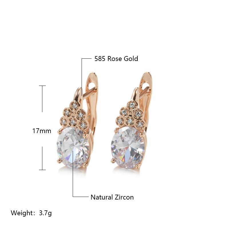 Luxury Bride Wedding Earring Fashion Rose Gold Blue Natural Zircon Drop Earring Fine Vintage Jewelry Crystal Gift