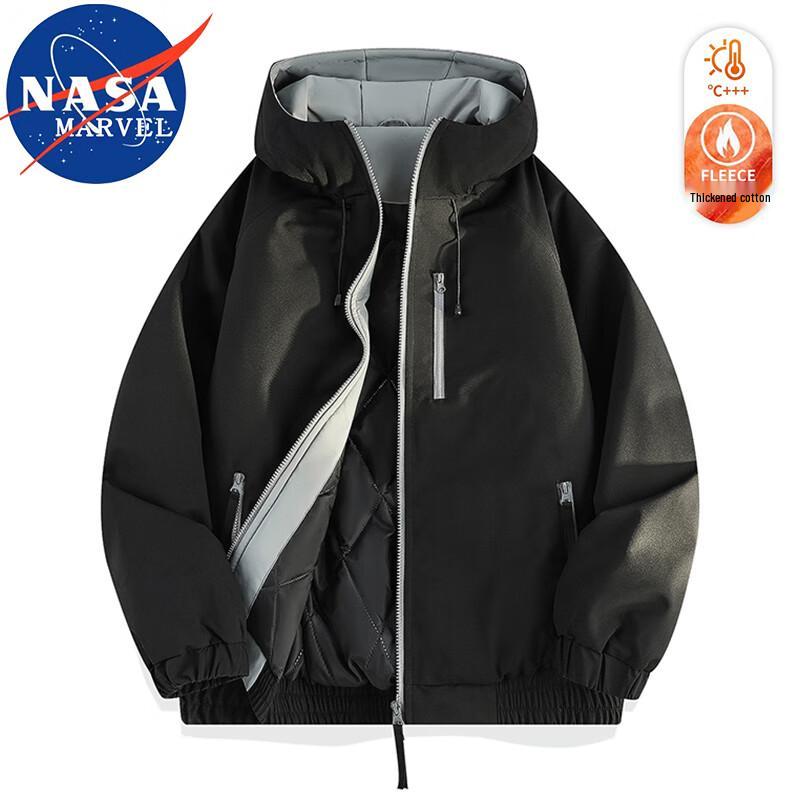 NASA MARVEL Men's Color Block Hooded Puffer Jacket