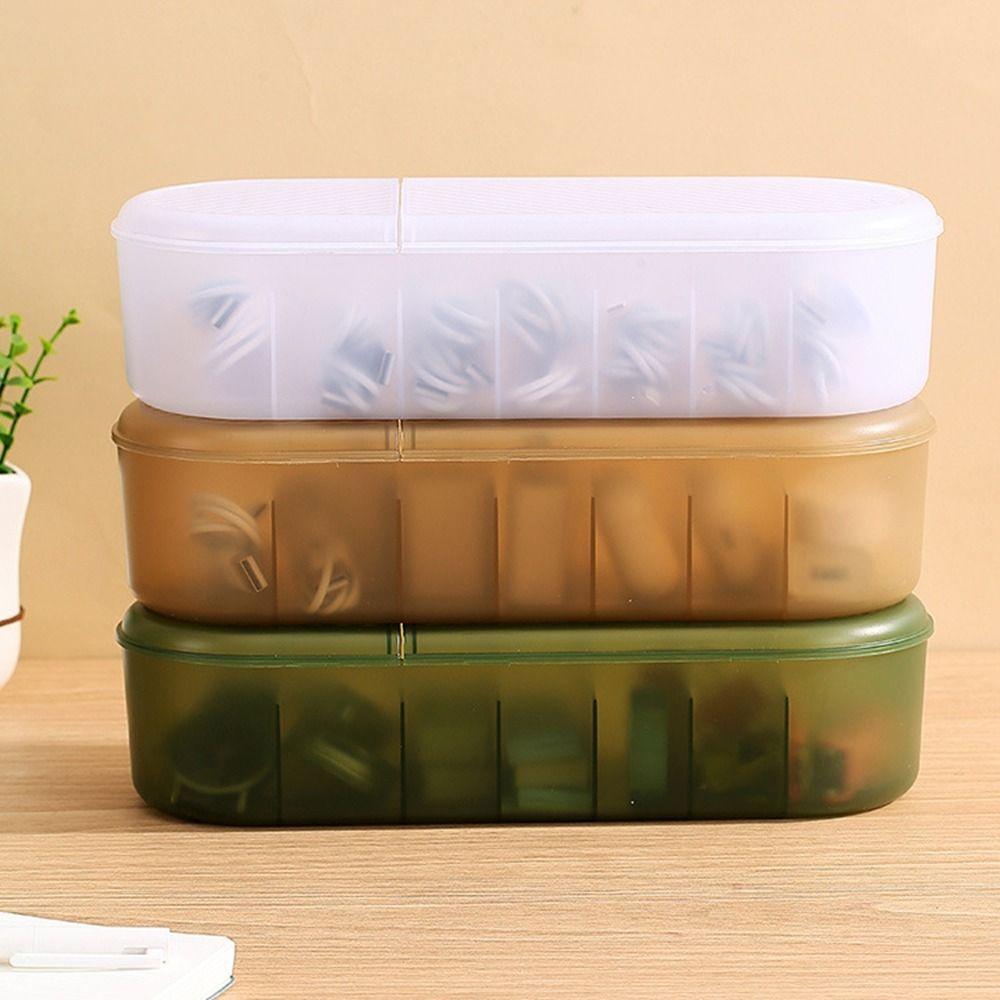 Transparent 7 Grids Cable Storage Box Plastic Power Cord Sundries Organizer  for Home