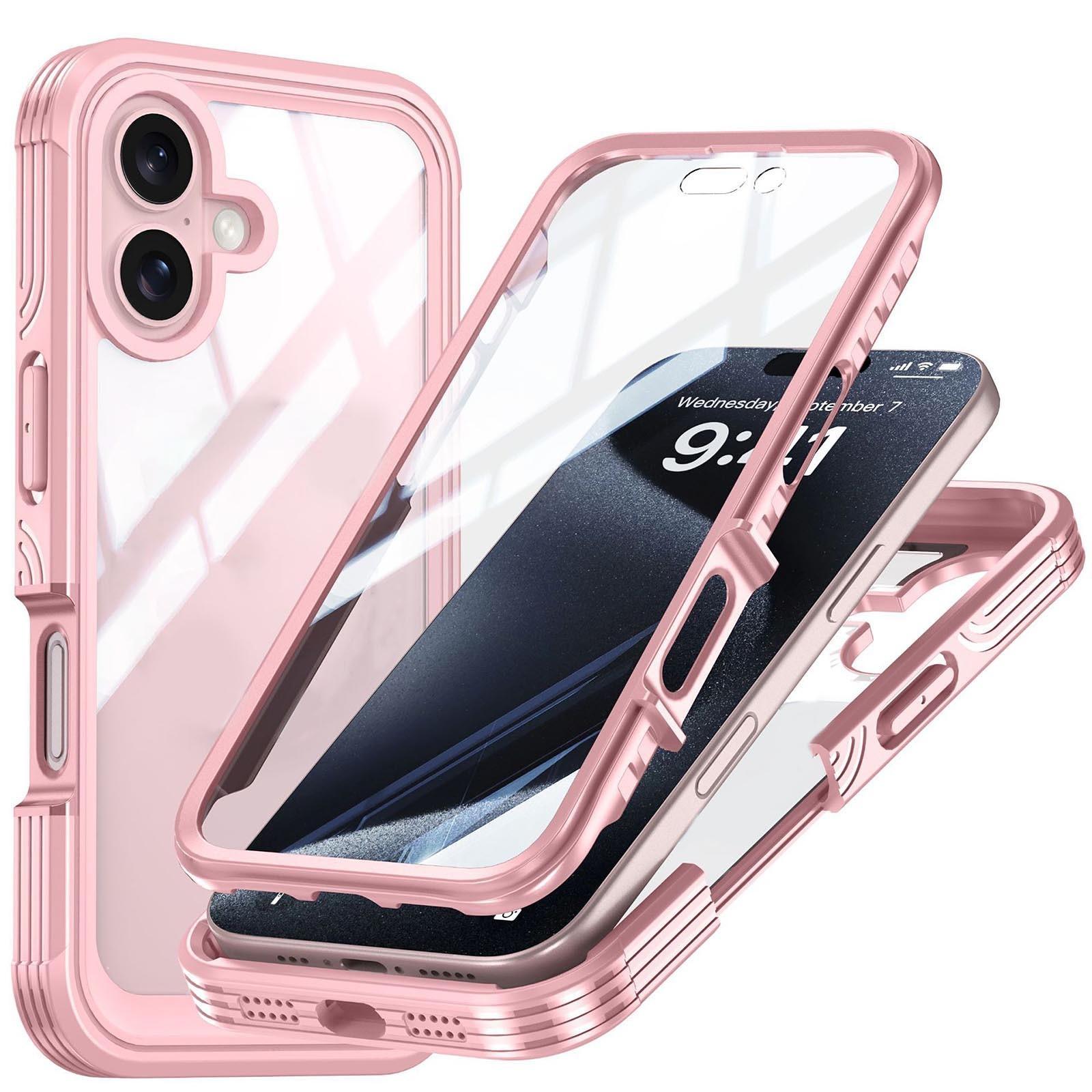 

Suitable For 16PLUS Built-in 9H Glass Mobile Phone Case Magnetic Bracket -fall Wireless Charging One Size рожевий