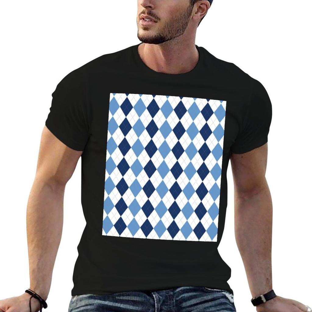Navy/Carolina Argyle T-Shirt t shirt for man 100 percent cotton t shirts for man pack cotton ma