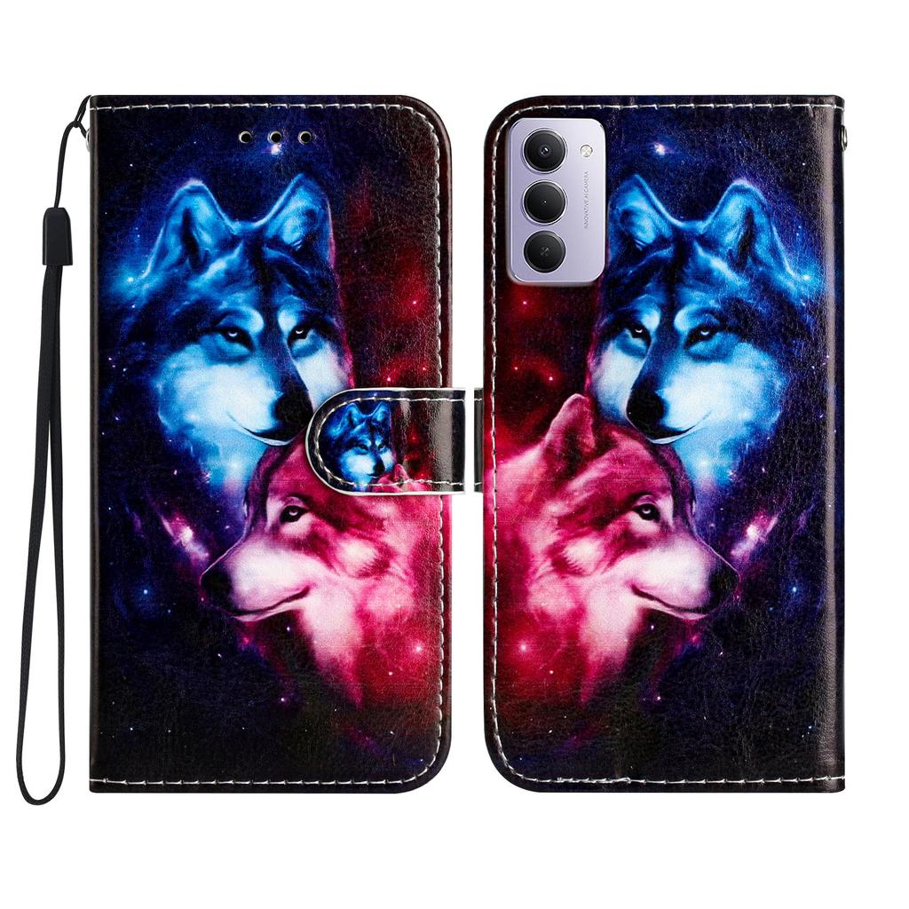 Dla Xiaomi Redmi 15 4G (UE) (171mm) Etui portfelowe z nadrukowanym wzorem, skóra PU, podstawka, pokrowiec na telefon ze smyczą