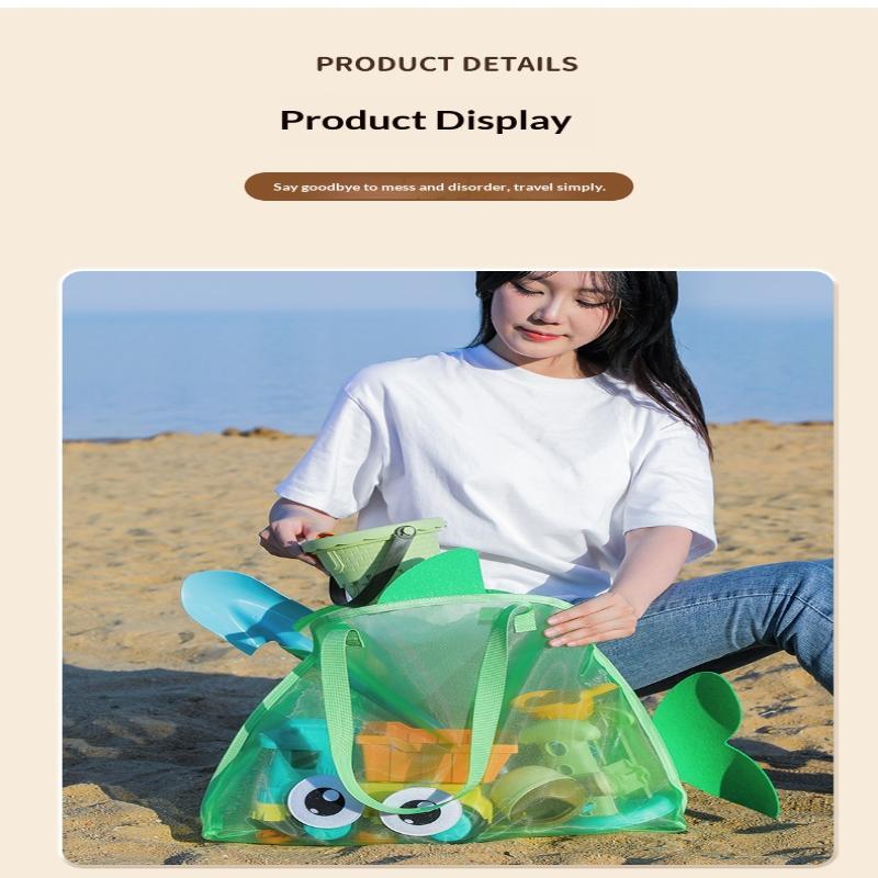 Cute Fish Shaped Mesh Beach Tote Bag Lightweight Breathable For Kids Summer Beach Trips Sand Toy Storage