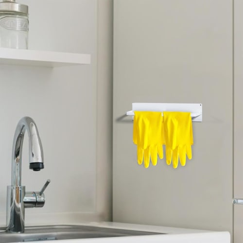 QINGQIU Magnetic Towel Hanger, Refrigerator, Washing Machine, Towel Bar, Magnetic, for Kitchen, Bathroom, Bath, White, Approx. 25cm