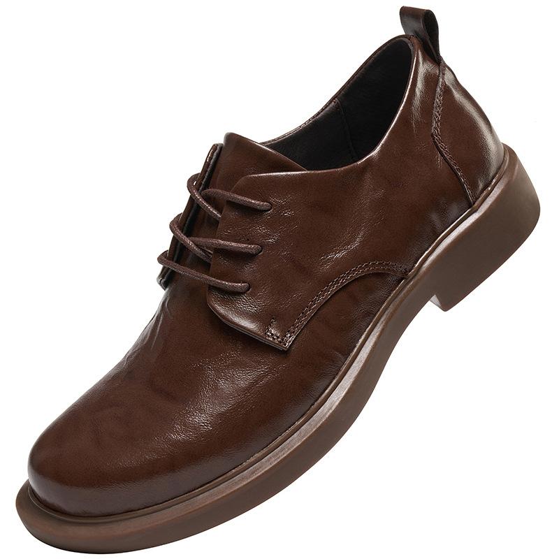 British Style Men's Leather Shoes Summer Business Casual Formal Shoes Breathable Soft Soled Strap Leather Shoes Top Layer Cowhide Leather Shoes