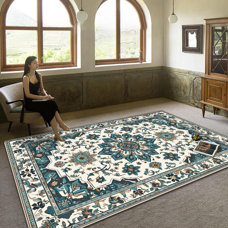 Persian Luxury Living Room Carpet Boho Non-slip Decoration Sofa Large Rugs Bedroom Bedside Foldable Tatami Floor Mat Washable