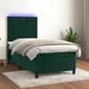 Exclusive House - Slatted Bed Base with LED Mattress Dark Green 100x200 Cm