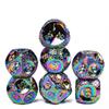 Cusdie Metal Solid DND Dices Pebbles Texture 7Pcs D4-D20 Polyhedral Dice Set for Role Playing Game Pathfinder Board Games TRPG