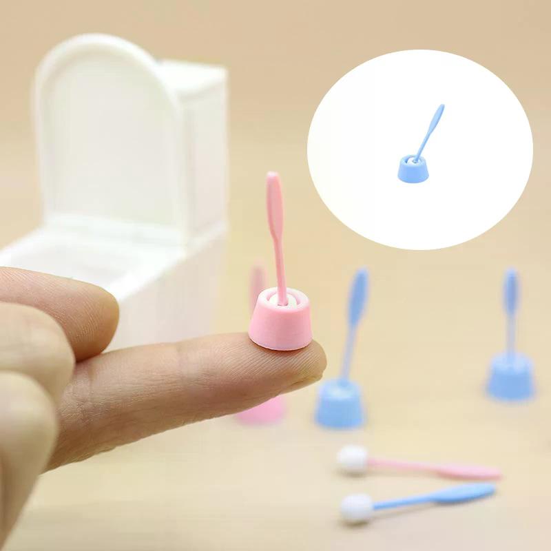 1 Set 1:12 Dollhouse Mini Simulation Long Handle Toilet Brush Model Cleaning Tool For Toilet Scene Toy Home Decor Accessories
