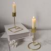 European Metal Crafts Candle Stand with Round Base Golden Taper Candle Holder Candlestick for Home Centerpieces Decors