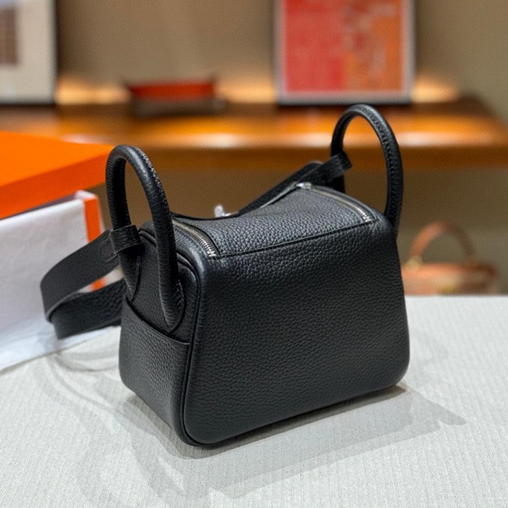 New Mini Lindy Bag 19cm (NO LOGO) Genuine Leather Boston Bag Real Cowhide Fashion Versatile Women Single Shoulder Crossbody Handbag
