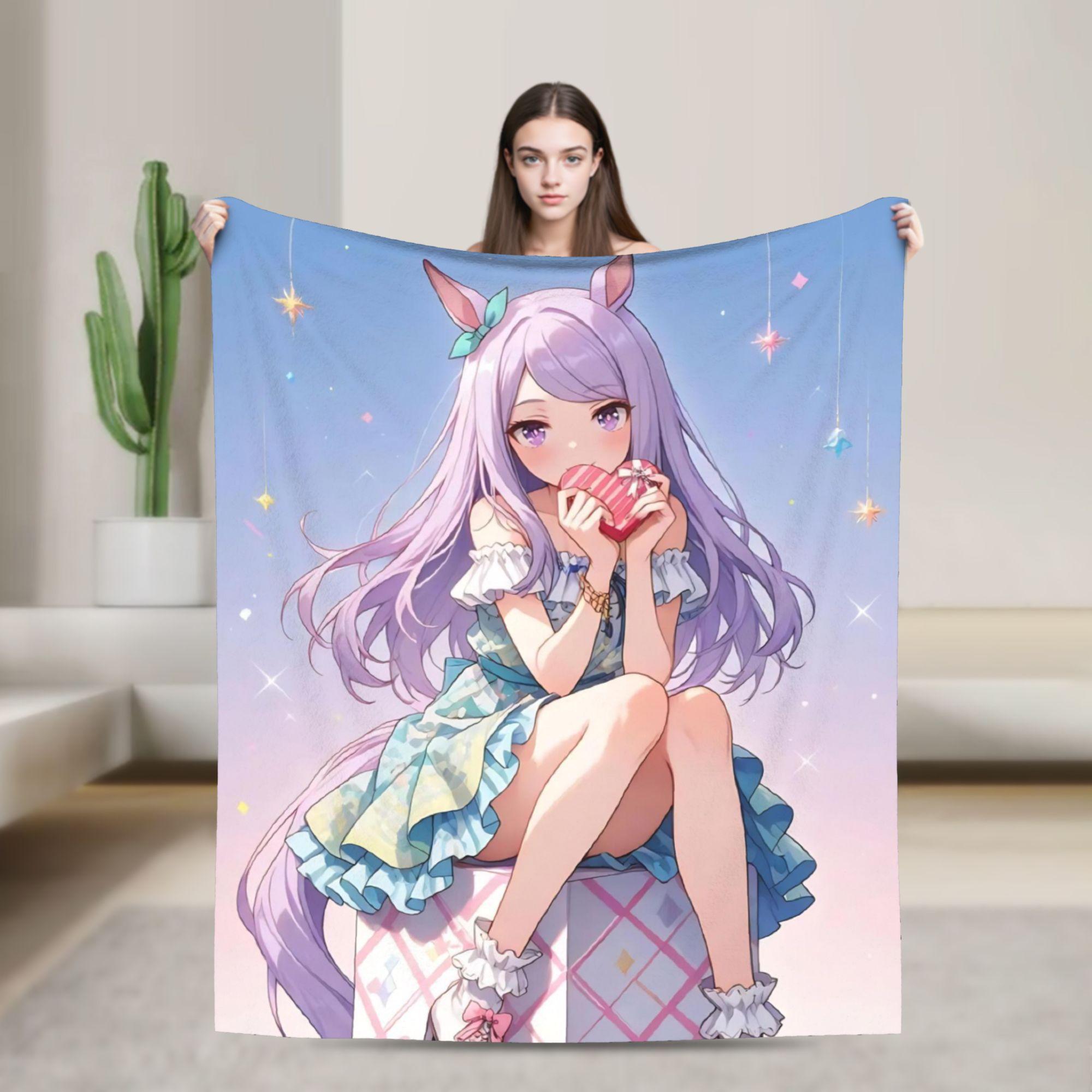 

Umamusume Pretty Derby Mayano Top Gun Blankets Fleece Textile Decor Portable Ultra-Soft Throw Blankets for Bedding Office Quilt 75x90cm