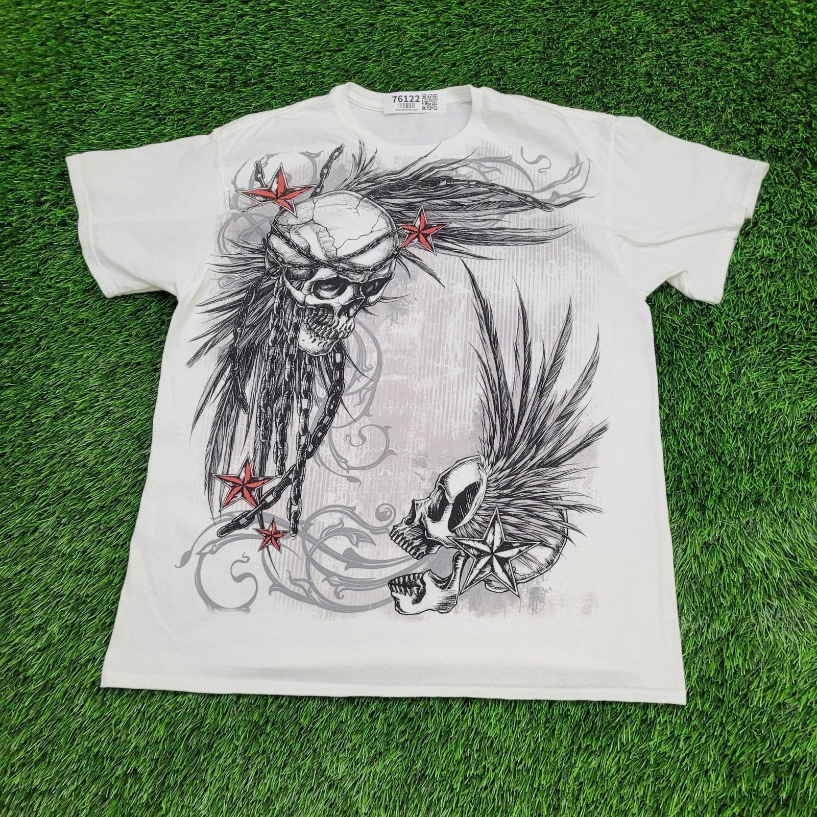 Skeleton Skull Shirt Large 21x26 White M
