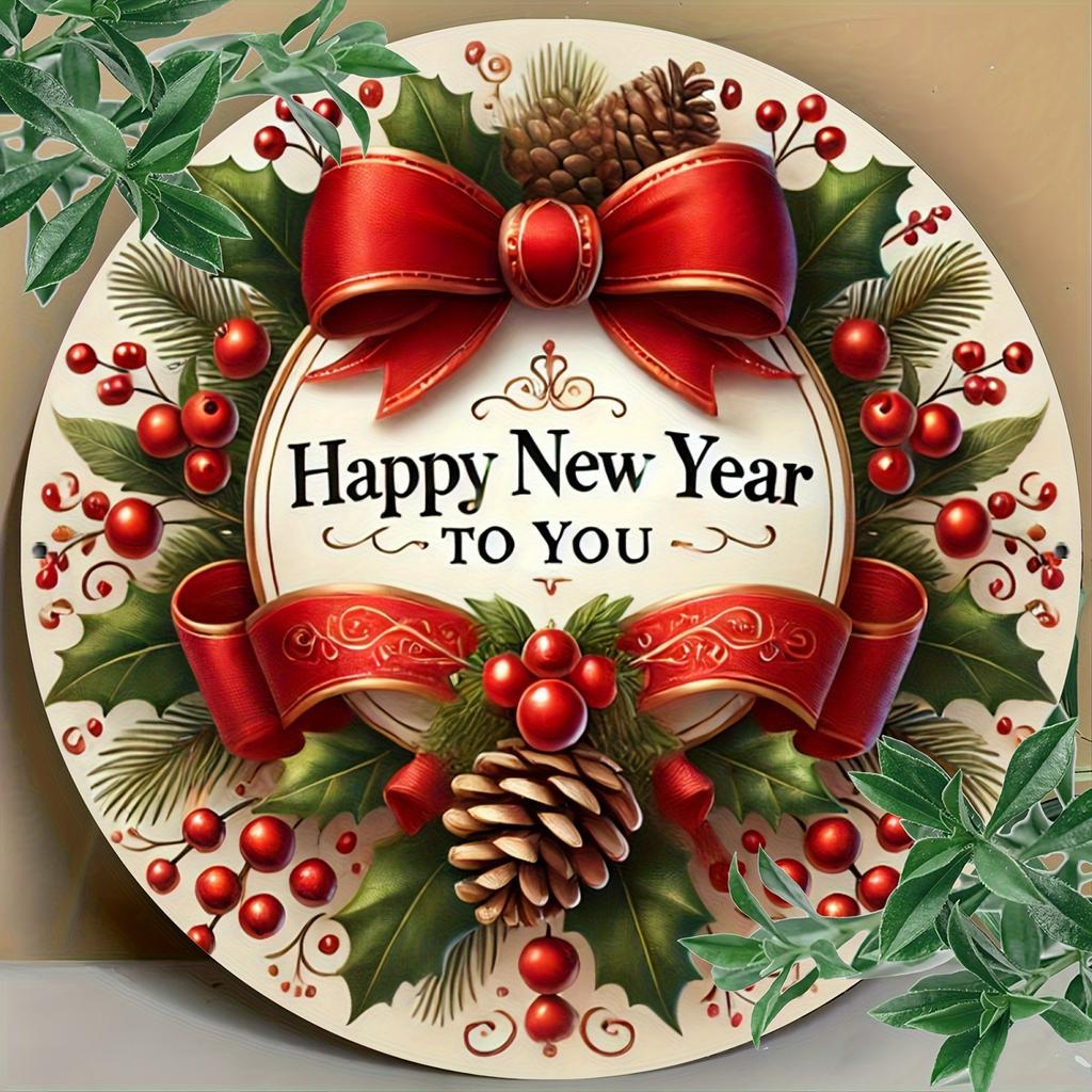 Vintage Christmas D Relief Art High Definition Metal Wall Art Set of Retro Round Iron Sheet Decor Includes Santa Truck Sno