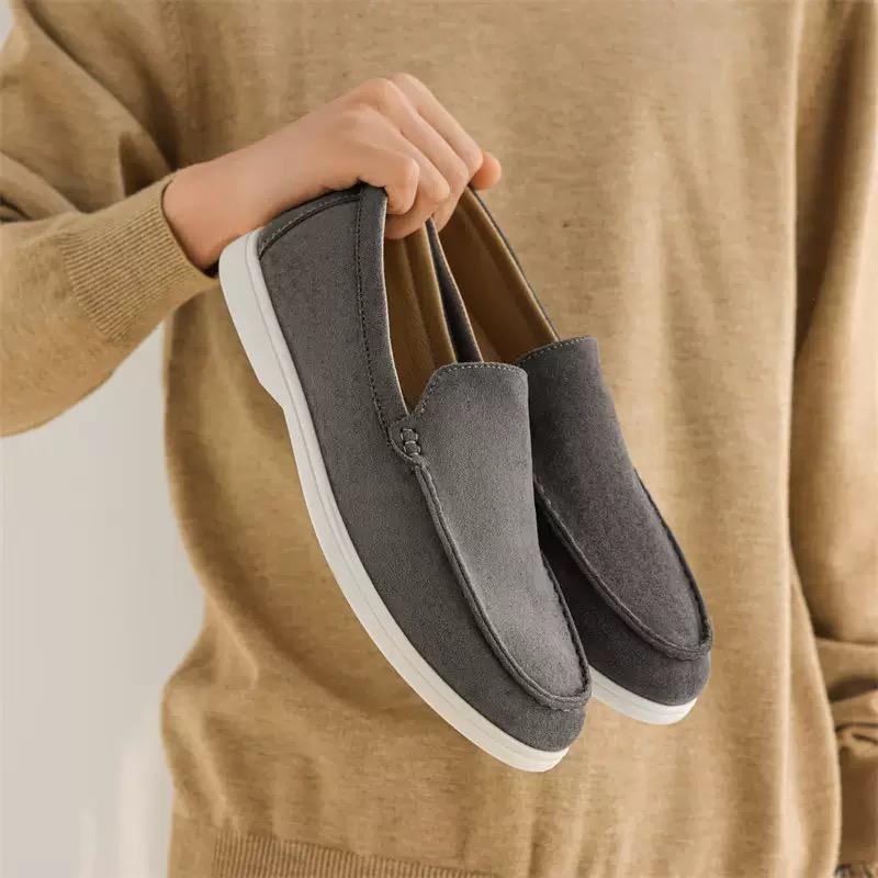 Fashion Men's Flat Shoes, New Breathable Casual Shoes, Fashionable Suede Flat Shoes, Outdoor Lightweight Anti Slip Oversized Men's Shoes