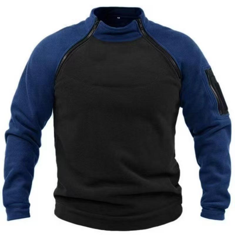 Men's Double Sleeve Color Block Tactical Fleece Hoodie for Spring/Autumn