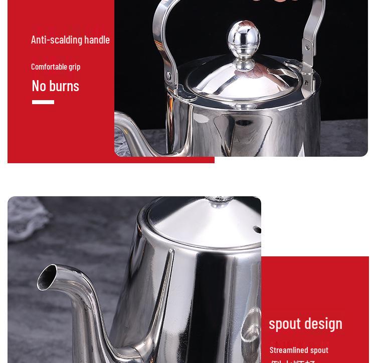 Stainless Steel Kashi Flower Tea Kettle with Filter - Ideal for Hotels, Restaurants, and Teahouses.