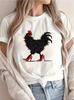 Unisexs Casual Short Sleeve Tee Funny Chicken In Red Heels Graphic Soft Crew Neck Humorous Farm Animal Daily Top