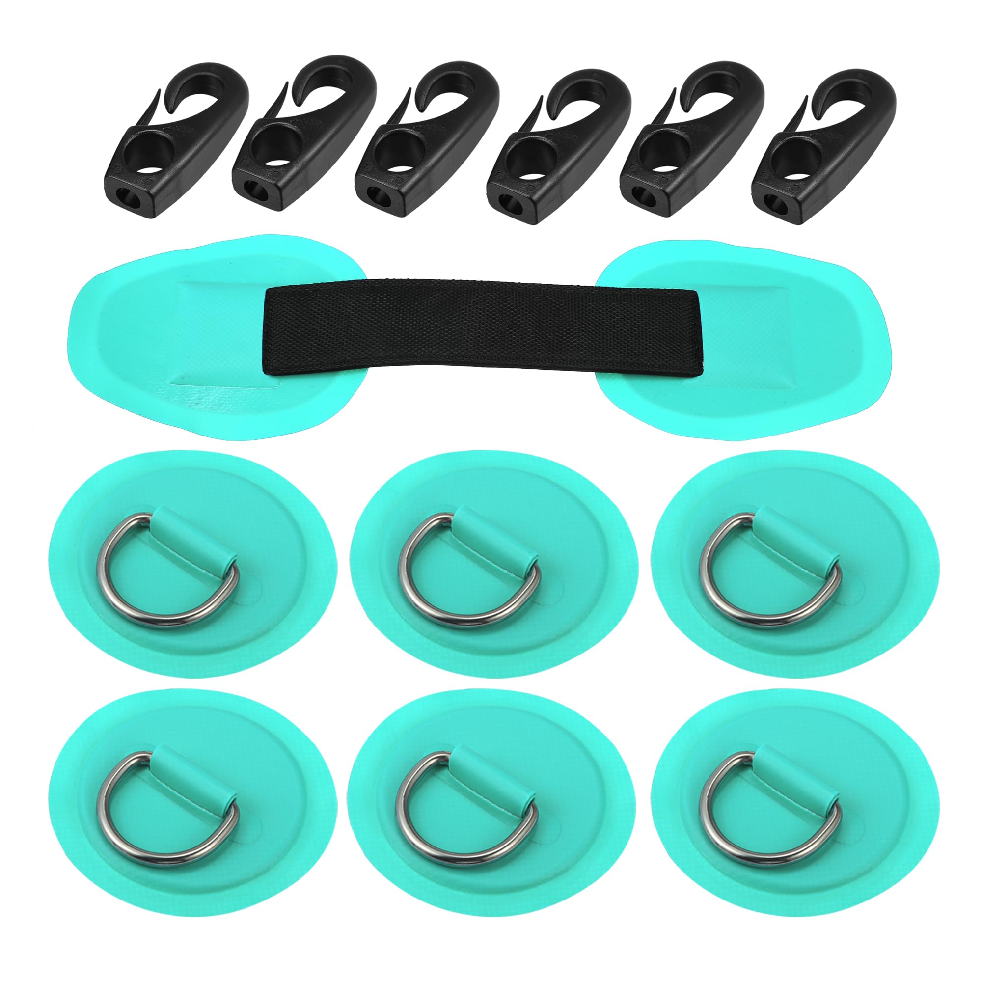 

X AUTOHAUX D-Ring Patch PVC Stainless Steel Round D-Ring Pad Set for Inflatable Boat зелений