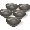 Yamaki Pottery Tonburi Bowl Set (5 Bowls), 13.5cm X 12.5cm X 5cm, Mino Ware, Microwave and Dishwasher Safe, Made In Japan (White Brush Tenmoku)