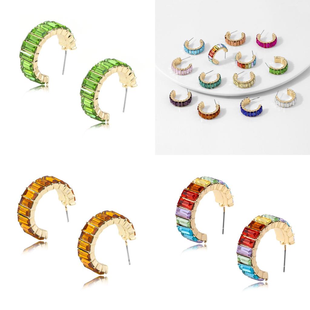 Colorful Geometric Alloy Stud Earrings Fashionable Accessories For Office Ladies