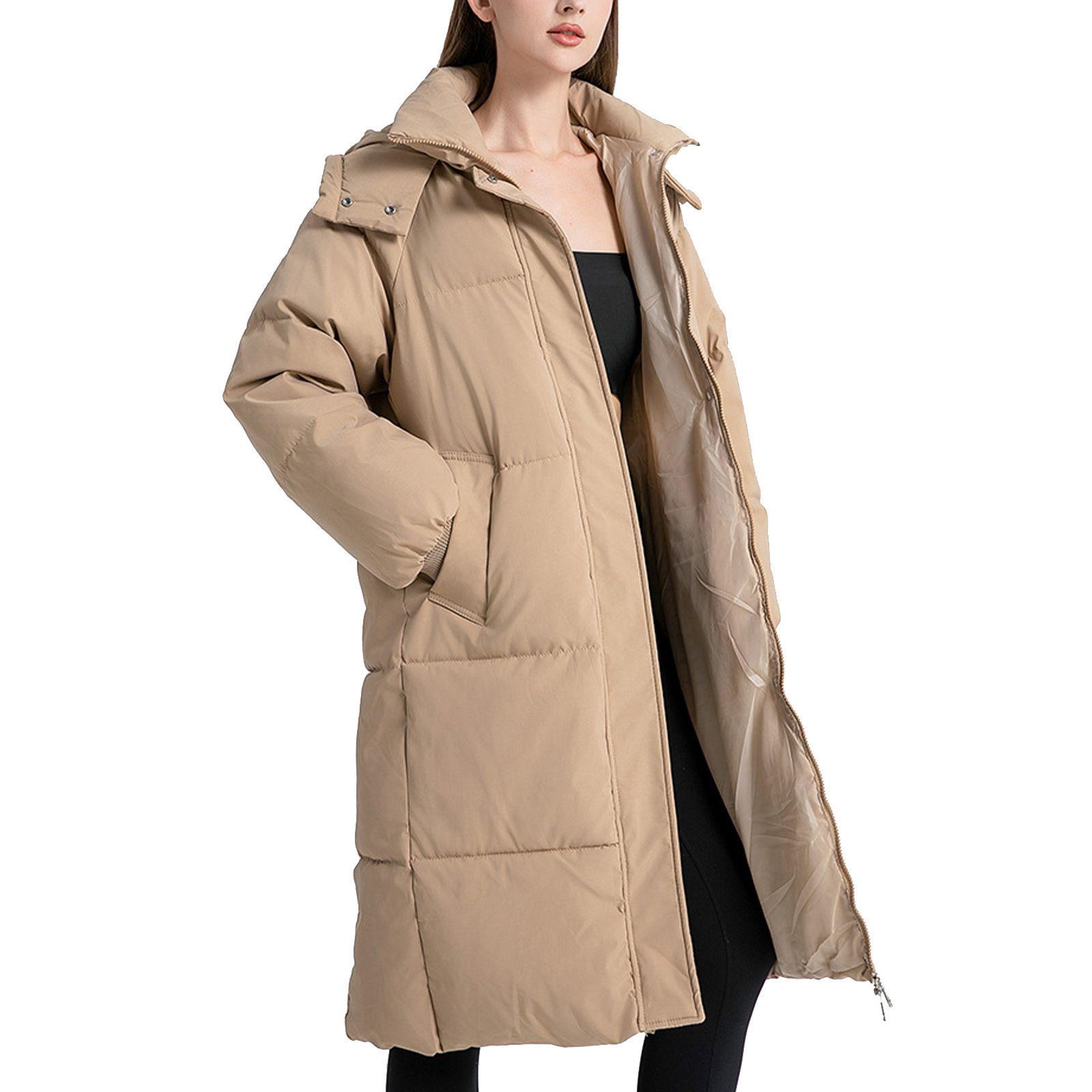 

Женская модная стеганая куртка, свободная, длинная, выше колена, утолщенная стеганая куртка XL хаки