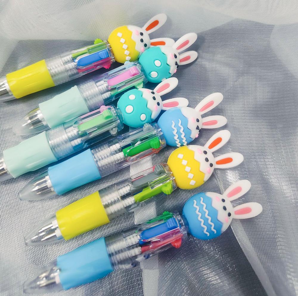 5 Piezas/Lote Lindo Conejo de Dibujos Animados Mini 4 Colores Bolígrafo Kawaii Amor Multicolor Bolígrafo Papelería Escolar de Escritura Regalos de Festival