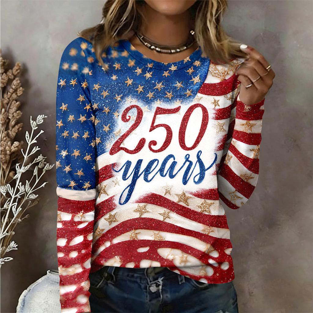 Damen Langarmshirt Damen Lässiges Rundhals Langarm Bedrucktes Oberteil