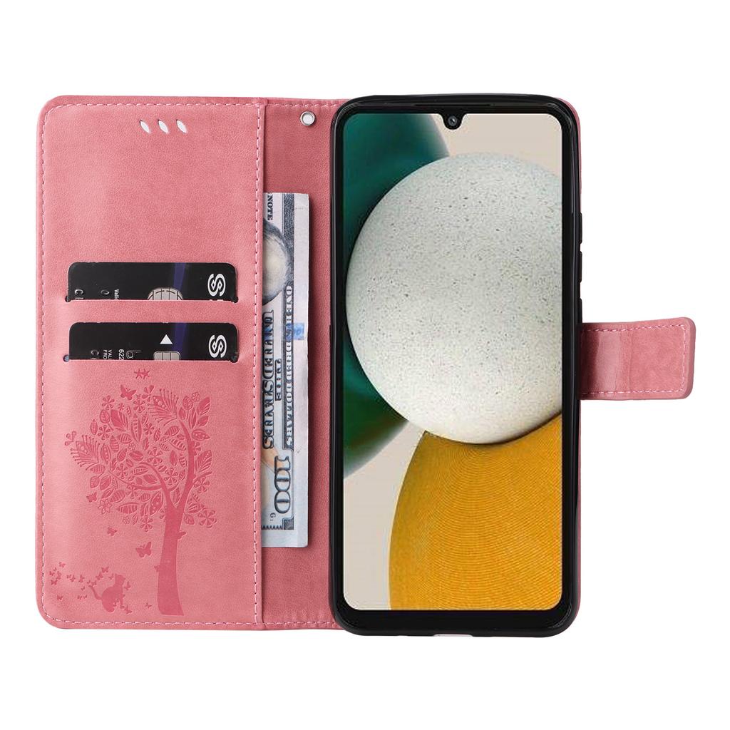 Embossed Cat Tree Phone Leather Case for iPhone 16 Pro Max for Apple 13 Pro Max 14 Pro Plus Cover with Card Wallet 16E Style INS
