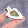 Natural Fluorite, Citrine Gemstone 925 Sterling Silver Pendant 2.17" ET-1416