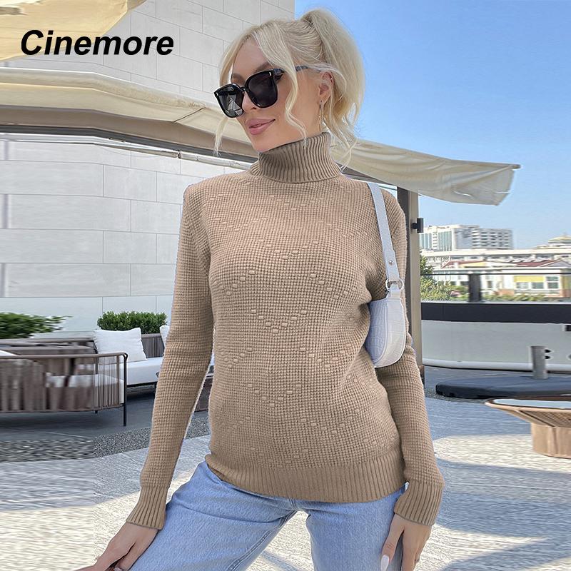 Cinemore Spring Autumn Women's Sweater Solid Oversize Casual Pullovers Warm Basic Long Sleeve Top O Neck Knitted Jumper Sweater