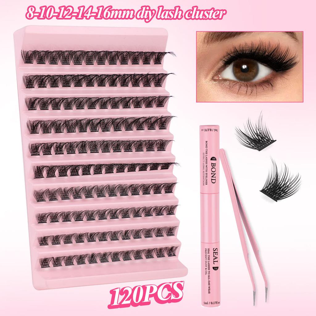 Thick Natural 120 Tufts False Eyelashes Set 8-16Mmdiy Segmented Single Tufts Curled Eyelashes