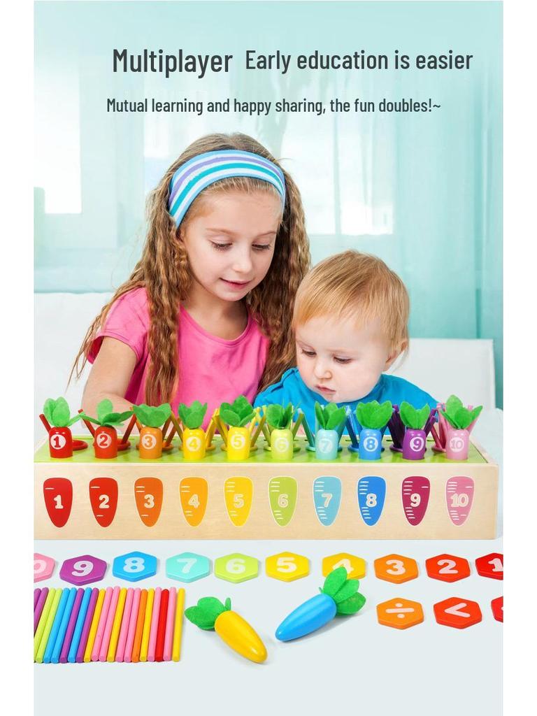 Holz-Karotten-Zählstäbchen: Montessori Lernspielzeug für 1- bis 6-Jährige
