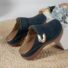 Damen Keilabsatz Pantoletten mit Lochmuster Damen Sommer Bequem Atmungsaktiv Plateau Sandalen Frau Rutschfeste Flip Flops Übergröße 45