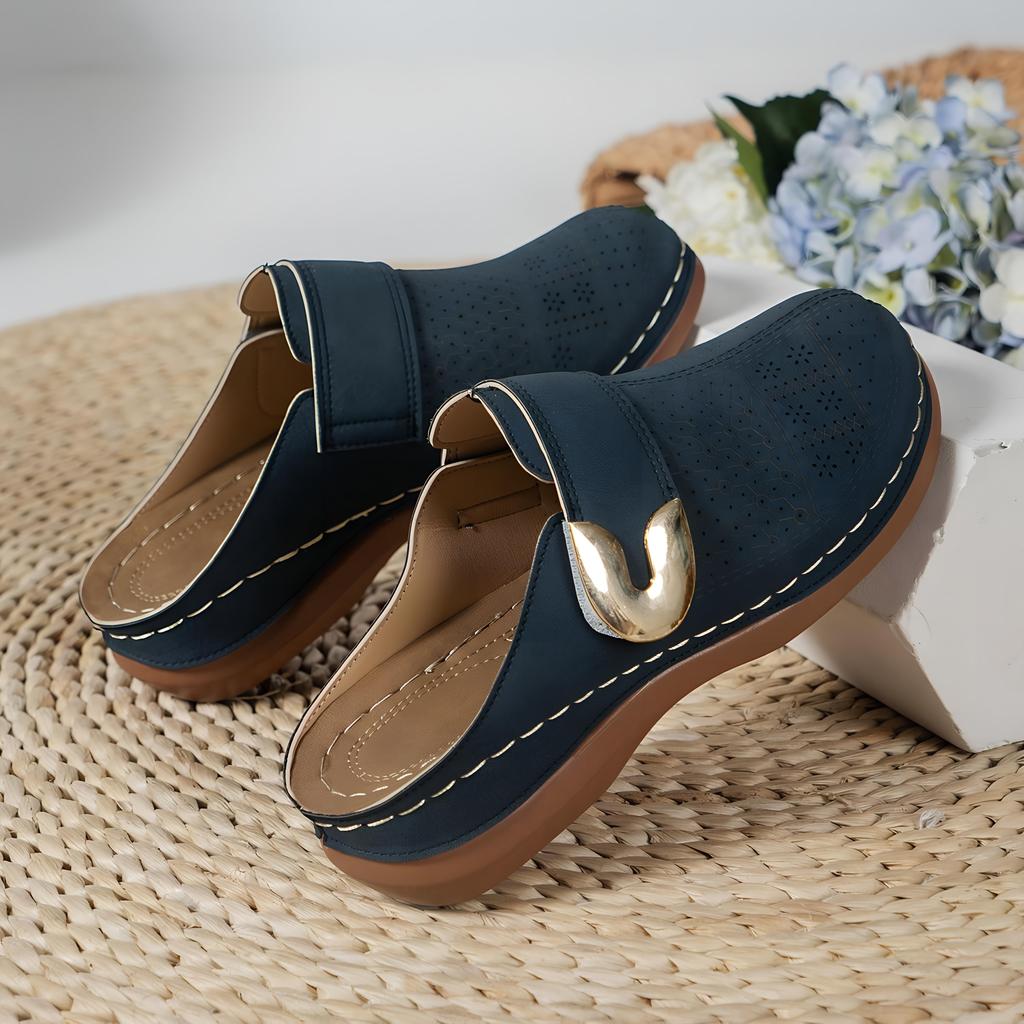 Damen Keilabsatz Pantoletten mit Lochmuster Damen Sommer Bequem Atmungsaktiv Plateau Sandalen Frau Rutschfeste Flip Flops Übergröße 45