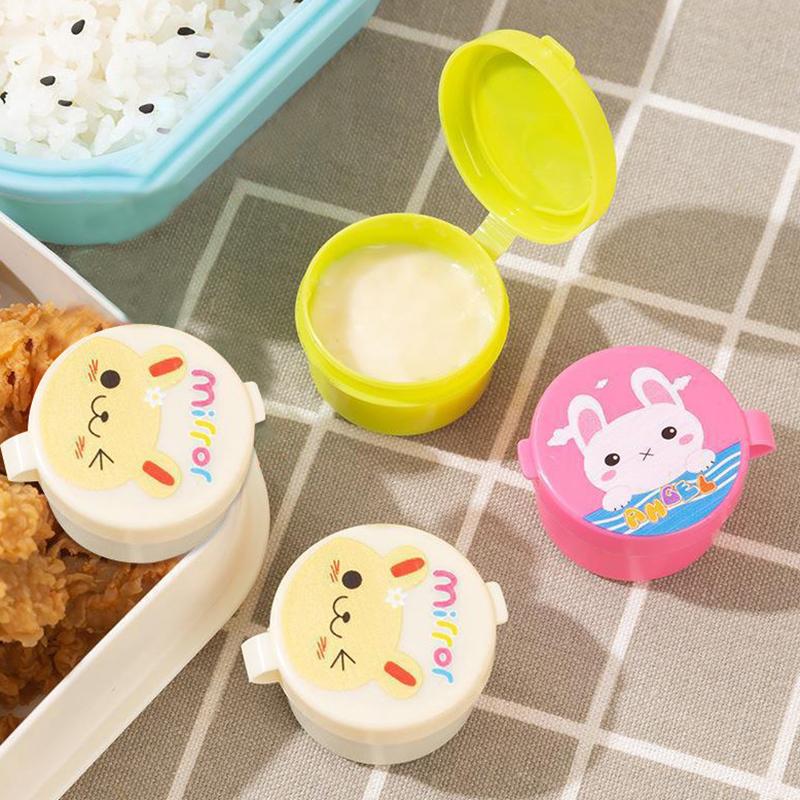 3Pcs Portable Cartoon Mini Sauce Box Small Sauce Container Kids Lunch Accessory