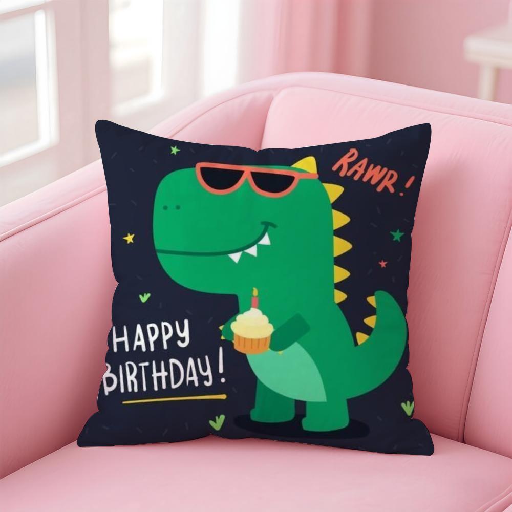 Cute Cartoon Dinosaur Cushion Cover Pillow Case Soft Friendly Fabric & Concealed Zipper
