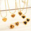 French Retro Niche Design Glass Stone Tiger'S Eye Stone Love Jewelry Set Women'S Simple High-End Clavicle Neck Chain