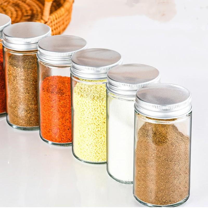 Glass Seasoning Jar With Lid Condiment Pot Kitchen Supplies Materials Spice Canister Set Kitchen Supplies 4 Pcs/lot
