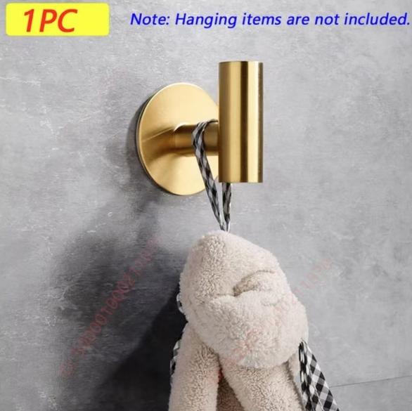 1pc Stainless Steel Self-adhesive Hook Wall Stickers Hanging Hooks Coat Key Towel Holder Bag Hat Hanger Home Accessories Storage