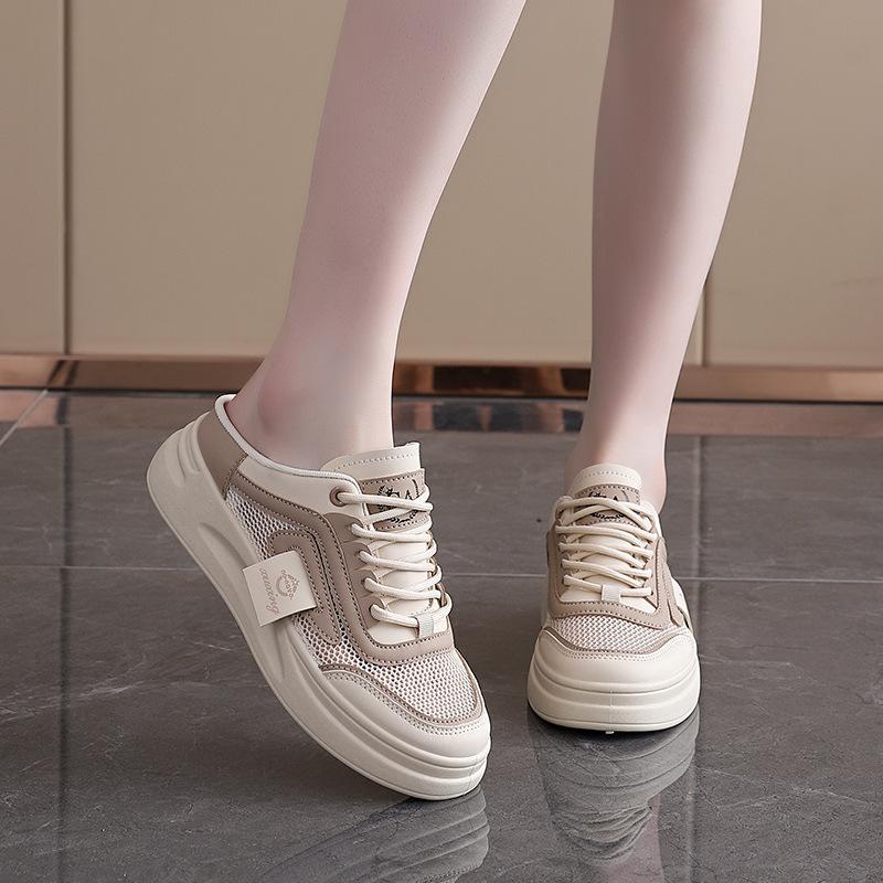 

Customized half-drag little white shoes for women 2025 summer breathable mesh casual versatile lazy half-tray tide NK703 40