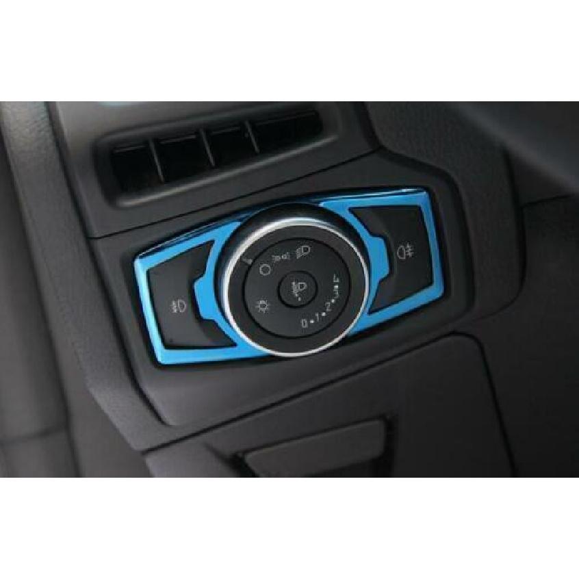 For Ford Focus 2015-2018 Blue Steel Headlight Switch Control Frame Trim 1PCS