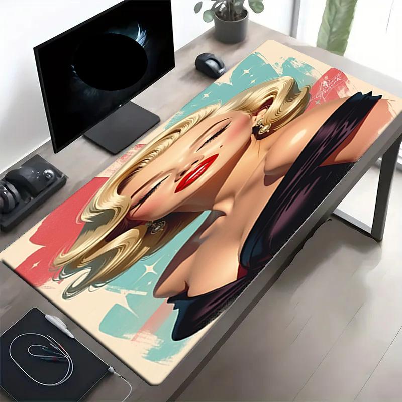 Marilyn Monroe Print Mouse Pad, Anti‑Slip Desktop Keyboard Mat, for PC Laptop Gaming Working Daily Use, Cool Festival Surprise Gift