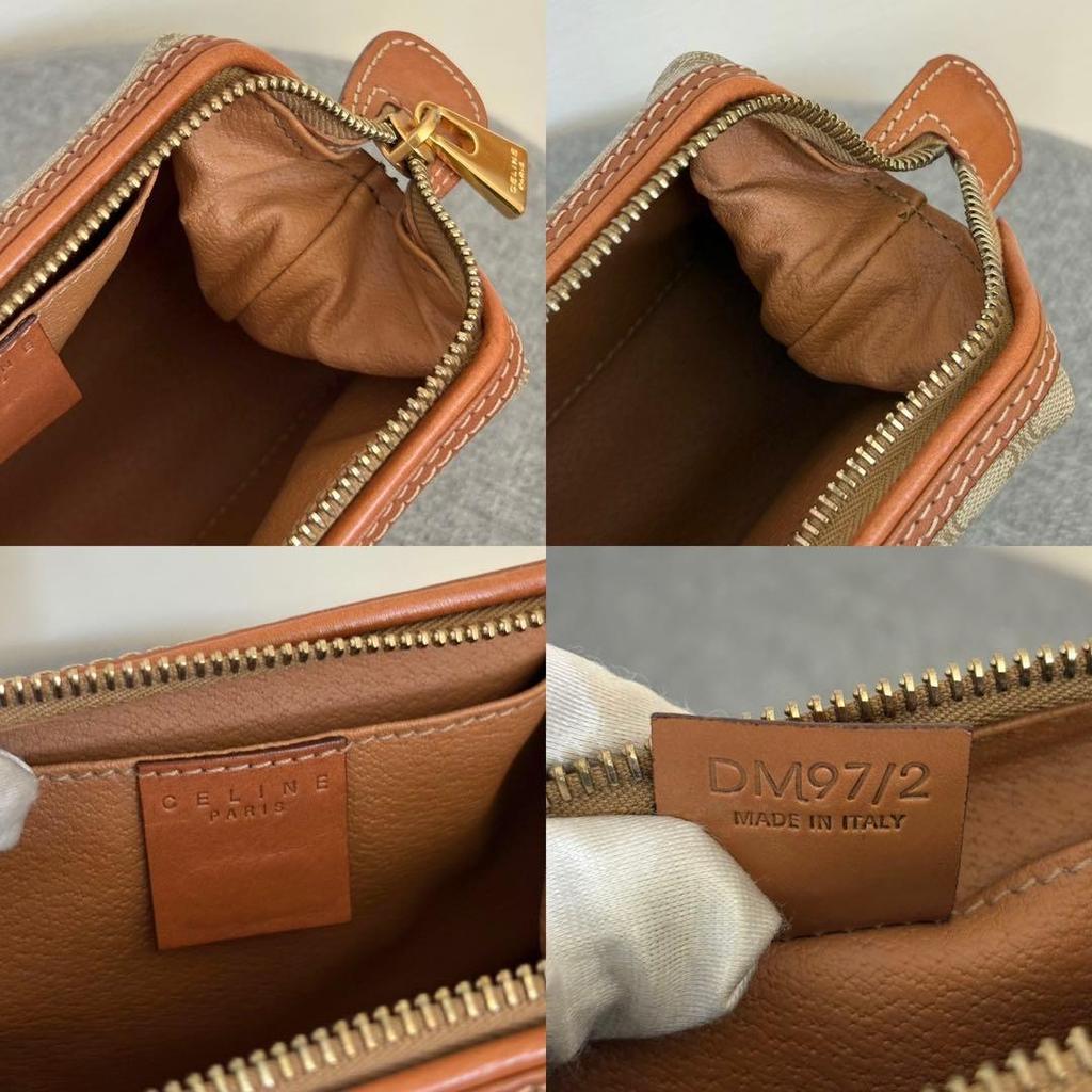 Used 【Beautiful Condition】Celine Pouch Macadam Cosmetic Pouch Accessory Case Beige cp408