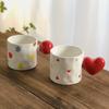 Simple Ceramic Plaid Coffee Mug Red Heart-latte Coffee Cup Delicate Home Breakfast Oatmeal Milk Mug Water Cup Birthday Gift New