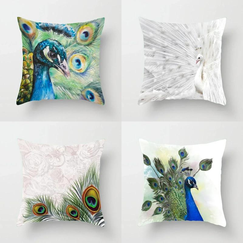 Peacock Patterns Vivid And Elegant Pillow Covers Pattern Cushion Cover Suitable For Sofa Bedroom Car Pillow Cover