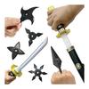 Ninja Sword Set Ninja Shuriken Kunai Katana Dagger Cosplay Costume Dress Weapon Martial Arts (Sword & Shuriken Set)