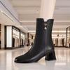 Fashion Fleece-Lined Autumn Winter Ladies Mid Calf Shoes Comfortable and Elegant Women's Half High Boots Designer Luxury Trend 2025 Boot