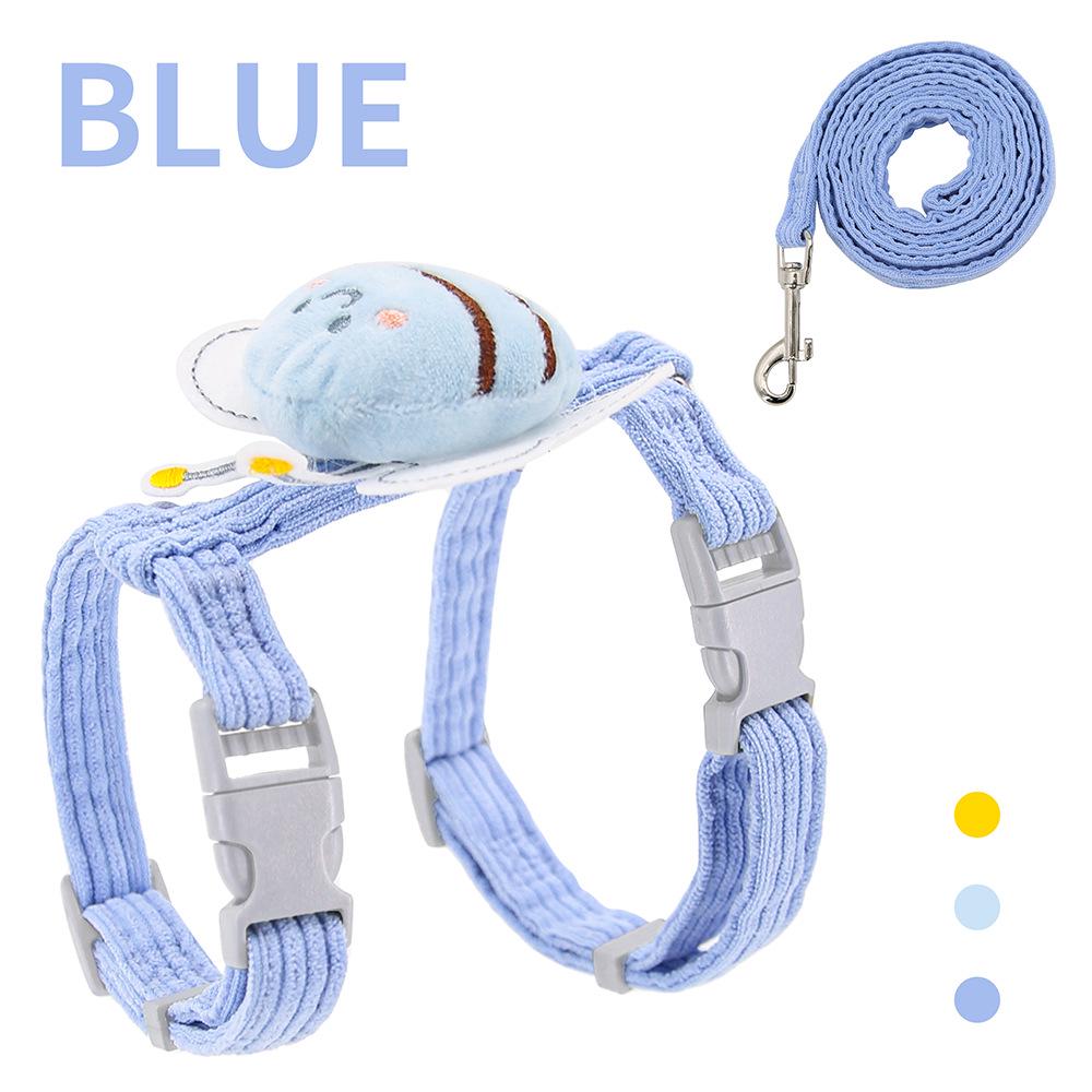 

Cute Bee Cat & Puppy Anti-Escape Adjustable Harness & Leash Small (3-8 lbs) синий