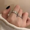 Silver Zircon Open Ring Set: Cold Style Couple Rings for Women, Trendy Index Finger Accessories
